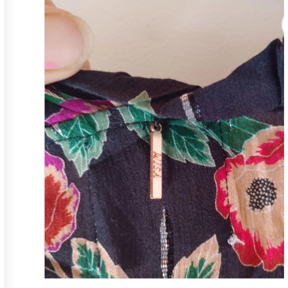 Anthro Misa Los Angeles Hibiscus Floral Ruffle Blouse with Metallic Threading - Picture 7 of 16